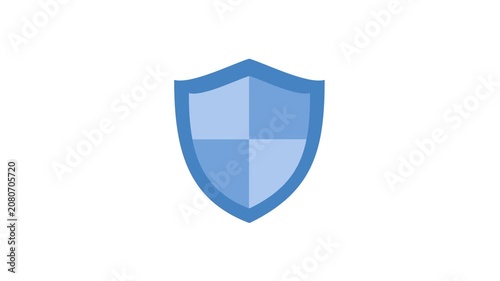 Animated flat shield icon for cyber security interface protection