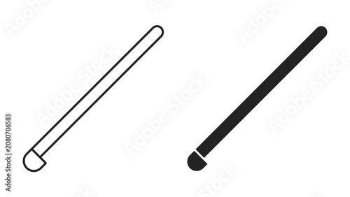 Obraz na płótnie Drumstick Outline and Solid Icon: A simple graphic featuring the outline and solid silhouette of a drumstick, presented side-by-side for comparison or stylistic choice