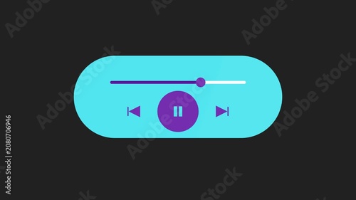 Minimalist Music Player UI Animation on Dark Background
