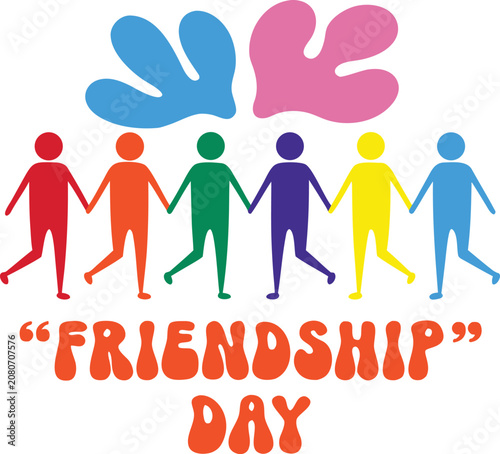 Friendship Day Celebration with People Holding Hands Illustration