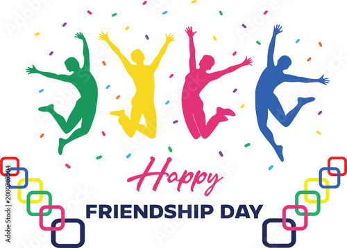 Friendship Day Celebration with People Holding Hands Illustration