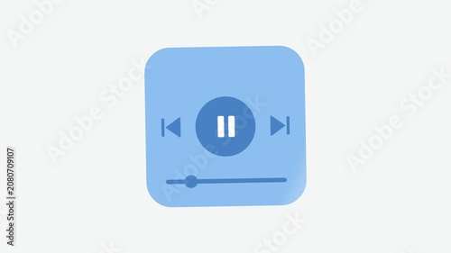 Animated Blue Hand-Drawn Media Player Icon