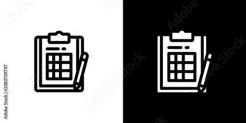 Tableau sur toile Assessment Rubric Grid Matrix Icon concept with flat Black White Background