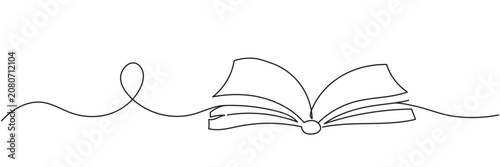 One line open book pages .editable stroke. vector