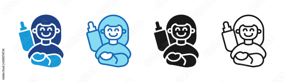 Fototapeta premium Babysitter Care icon set multiple style collection