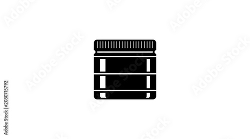 Black silhouette of a storage jar with lid on white background