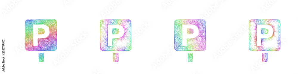 Fototapeta premium Rainbow sketch parking icon design set