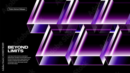Abstract Purple Glass Cube Pattern – Futuristic Geometric 3D Technology Background