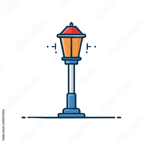 Flat illustration of a vintage street lamp