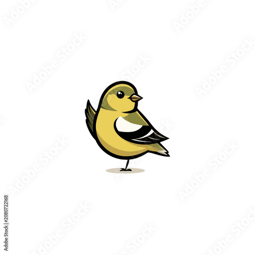 Flat illustration of a yellow and green bird