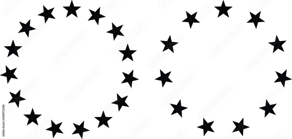 Fototapeta premium Circle frame with stars icons. stars in round circular emblem. Decorative set of round frames made of stars. luxury branding design