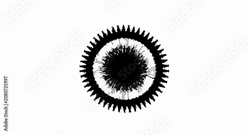 Abstract circular gear with chaotic energy burst at its core