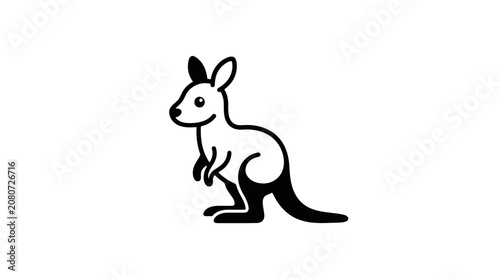 Simple black and white silhouette of a standing kangaroo