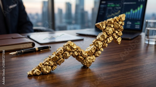 Gold arrow trending down for market risk and uncertainty