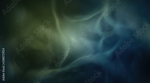 Blue and green abstract smoke with soft light rays