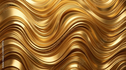 Golden draped fabric background with soft wavy folds