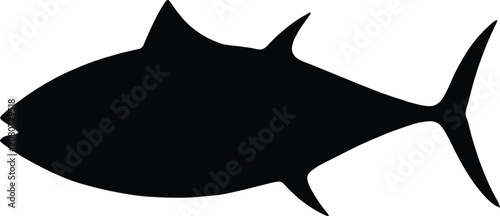 Картината върху платно Black silhouette of a tuna fish, isolated marine vector illustration EPS PNG fil