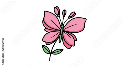 Pink watercolor flower illustration design.