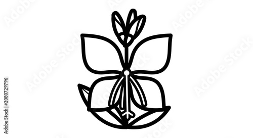 Minimalist line art floral emblem design.
