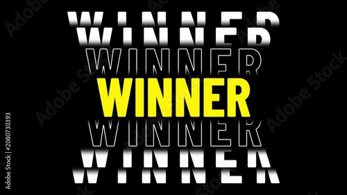 Winner Typography Animation, Bold Victory Text, Reflective Kinetic Title, Sports Award Celebration Motion Graphic Background