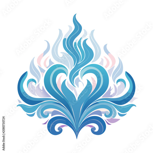 Abstract blue flame and wave vector design