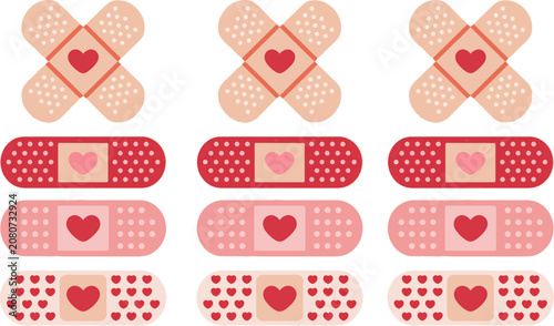 Valentine's Day Bandages: A collection of playful bandages adorned with hearts, perfect for sharing love and care on Valentine's Day or any occasion.