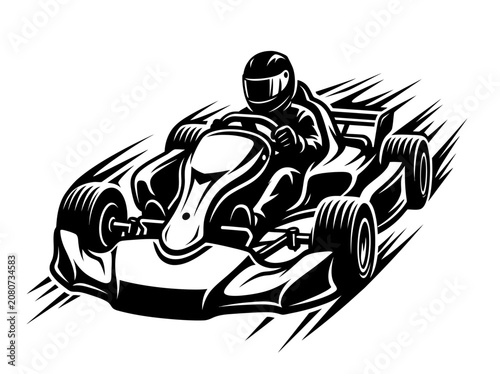 Go Kart Racer Speeding Down Track.