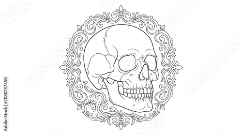 Intricate vintage monogram floral design illustration.