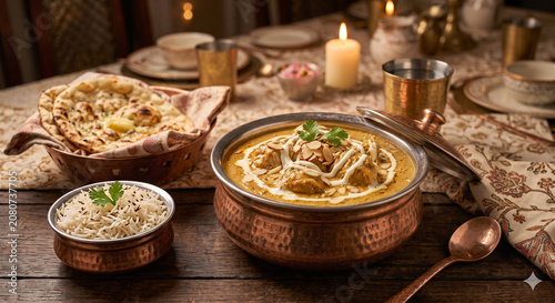 Creamy Chicken Badami with Almond Rich Gravy and Traditional Indian Presentation
