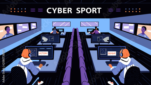 Fotografia Vector illustration of a competitive esports gaming event with multiple players