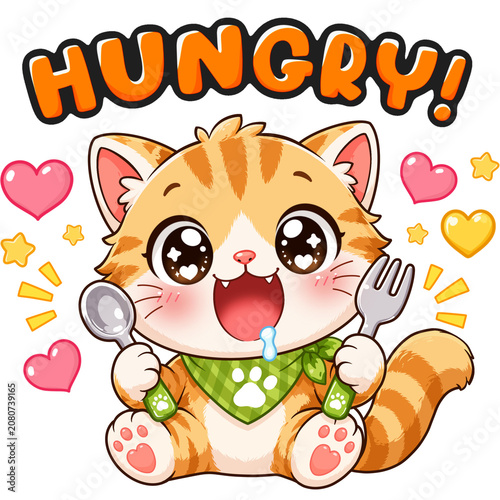 Hungry  Orange tabby cat Animal Clipart