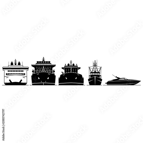 Black and white silhouette set of famous landmarks.