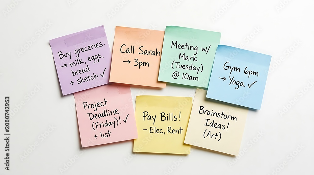 Obraz premium Colorful sticky notes for organization.