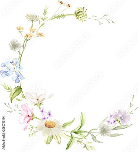 Elegant Watercolor Botanical Half Wreath Design