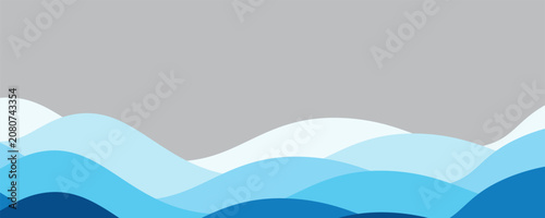 Seamless sea waves layered vector background. Blue ocean waves. Water wave pattern design.