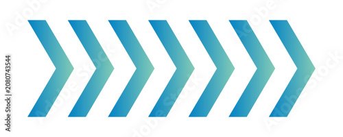 Gradient green to blue chevron arrow strip, dynamic motion line symbolizing speed, transition, or energy flow
