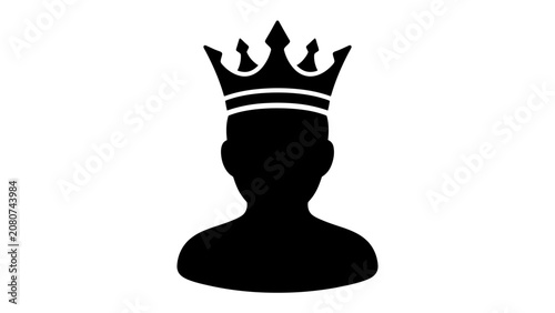 Tablou pe pânză King Silhouette: A stark black silhouette of a person wearing a crown, symbolizing royalty, power, and leadership