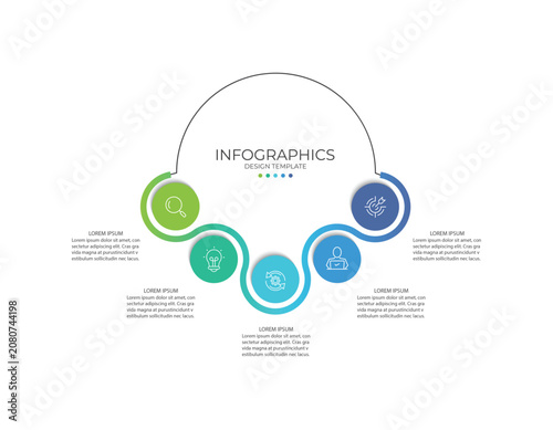 Business infographic template. 5 Step timeline journey. Process diagram, 5 options on white background, Infograph elements vector illustration.