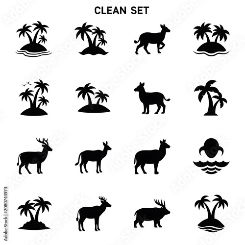 Black and white line art giraffe collection set.