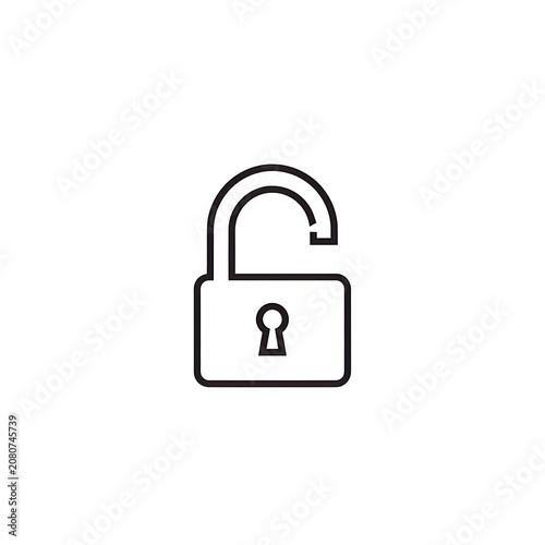 Minimalist black and white lock icon symbol.
