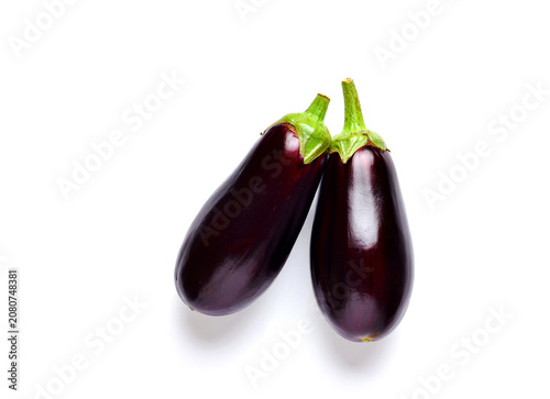 Fresh eggplant isolated on white background