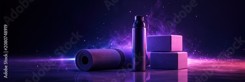 Wide yoga props background with copy space