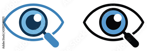 Tableau sur toile Magnifier with Eye Outline Icon Collection for Search, View, Zoom, Inspection, V