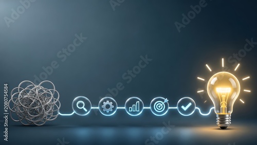 Tapety artystyczne Digital business strategy framework showing progression from complex problem to innovative technological solution