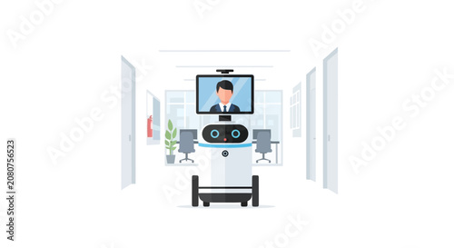 Telepresence Robot in Modern Office for Remote Business Collaboration and Video Conferencing