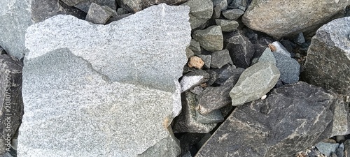 Canvas Print Textured pattern of natural grey mountain stones for rustic home construction, c