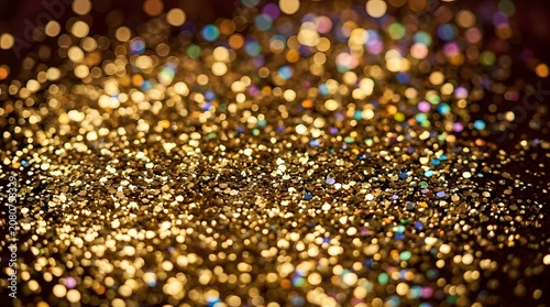 Gold Glitter Texture with Colorful Bokeh