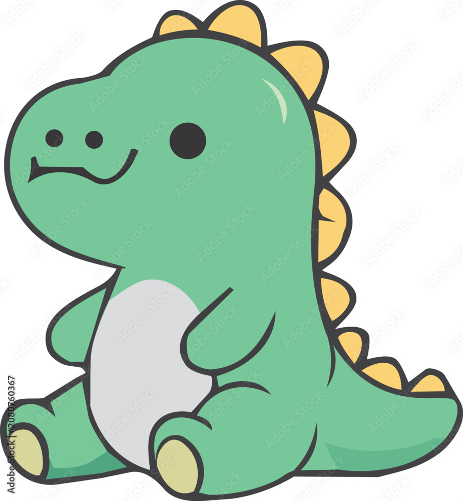 Fototapeta premium Cute little dinosaur character vector icon illustration