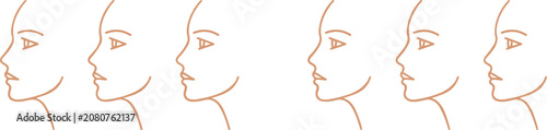 Bild auf Leinwand Minimalist Female Face Profile Line Art Vector Icon Set for Beauty Salon, Cosmet