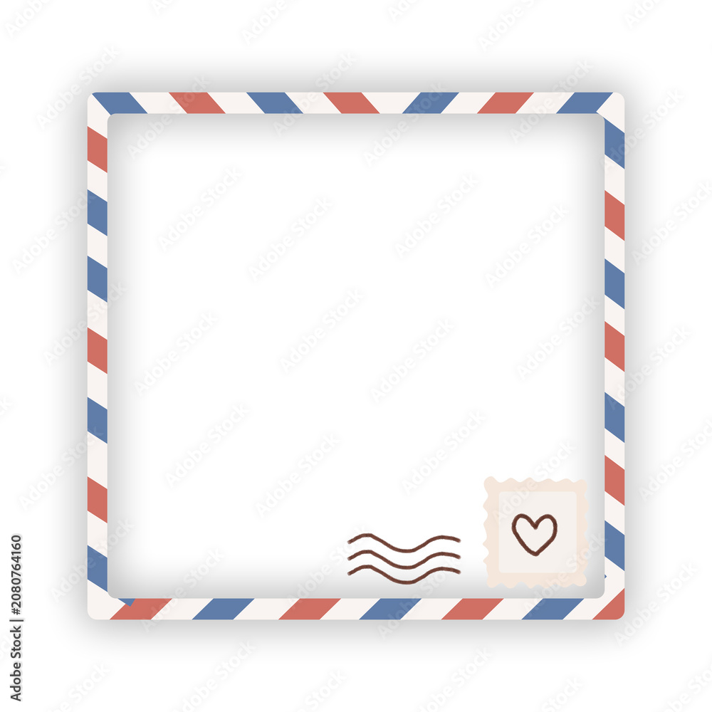 Obraz premium Vintage Airmail Postcard Photo Frame with Postage Stamp